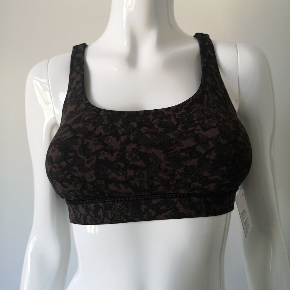 NWT LULULEMON WLTE Brown Camo Luxtreme Fabric B/C Cup All Sport Energy Bra 6